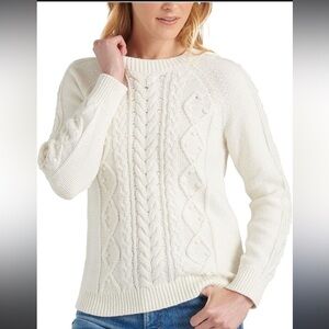 Lucky Brand Women's Cable Knit Scoop Neck Sweater